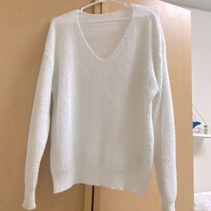 SHEIN white v neck sweater
